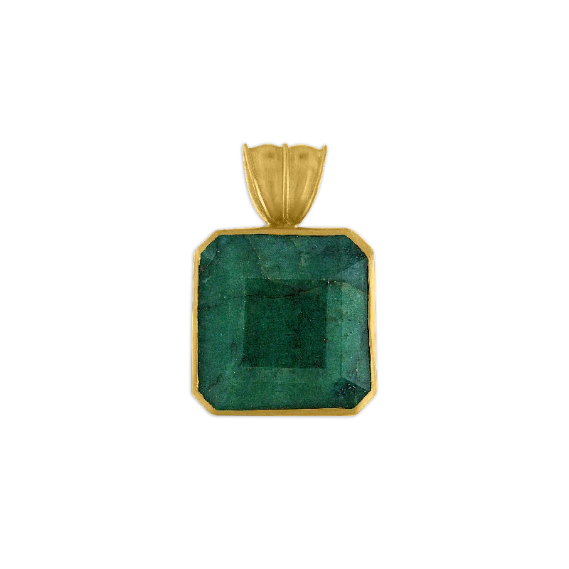 Personalized necklaces and pendants with initials for a customized and meaningful gift-Opaque Emerald Block Pendant