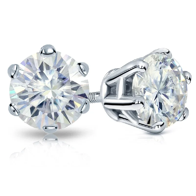 Stud Earrings for School Uniform -Auriya Platinum 6ctw Round Moissanite Stud Earrings