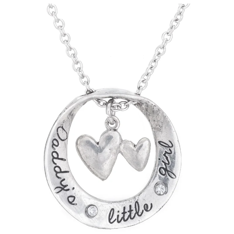 Necklaces and pendants with matching rings for a coordinated set of jewelry-Daddy's Little Girl Pewter Necklace