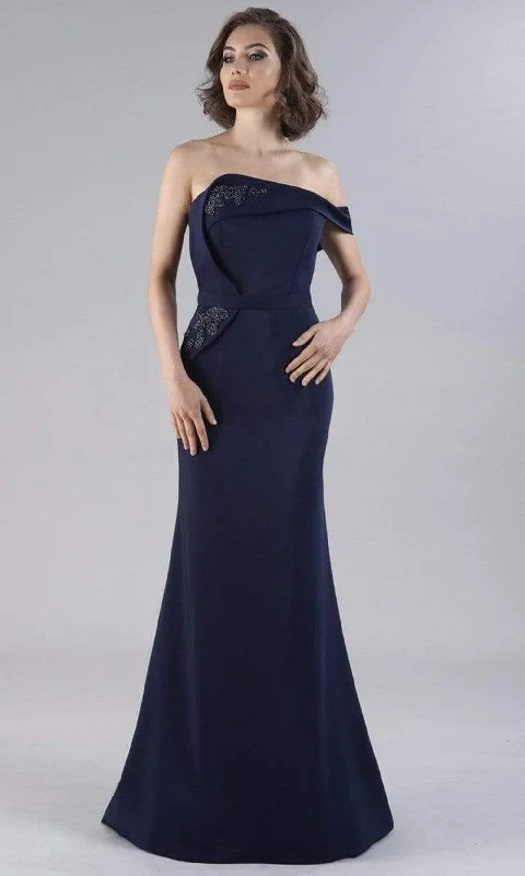 Plus size dresses for special occasions dazzle effortlessly -Gia Franco - 12107 Off Shoulder Beaded Evening Gown