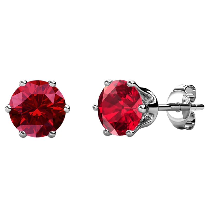 Contemporary Stud Earrings for Fashion -Birthstone Earrings 18k White Gold Plated Stud Earrings with 1CT Swarovski Crystals