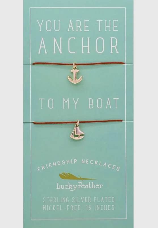 Necklaces and pendants with engraved messages for a deeply personal, sentimental gift-Friendship Necklace - Anchor/Boat