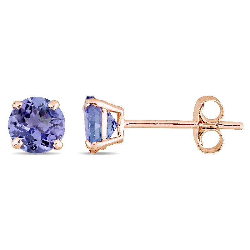 Stud Earrings with Vine Designs -Mimi & Max Tanzanite Stud Earrings in 14k Rose Gold