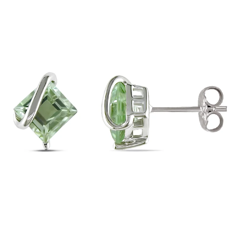 Stud Earrings for Work Attire -Mimi & Max 2 1/4ct TGW Green Quartz Stud Earrings in Sterling Silver