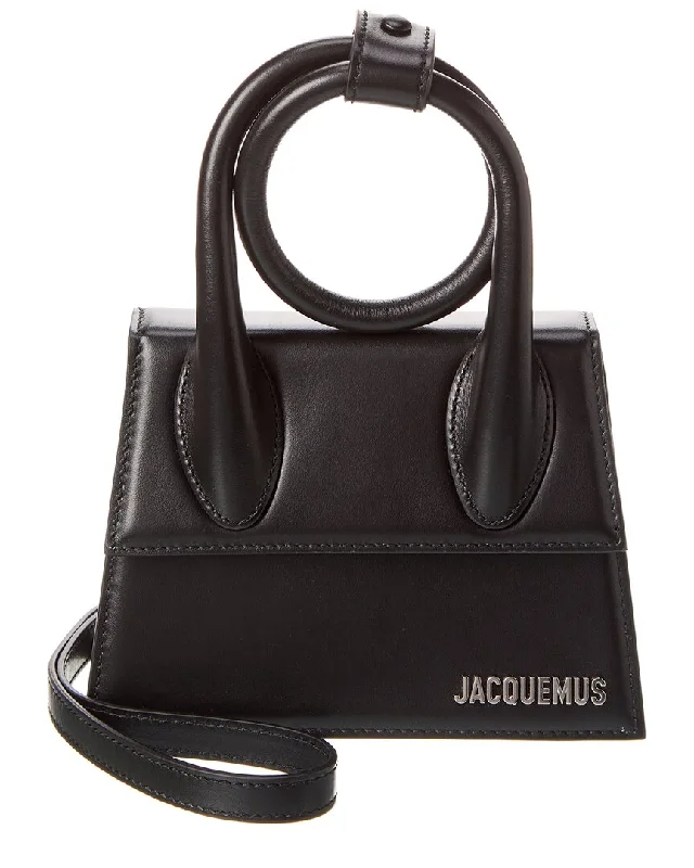 Handle bags with sturdy canvas for longevity -Classic black handle bags for versatile wear -Jacquemus Le Chiquito Noeud Leather Clutch