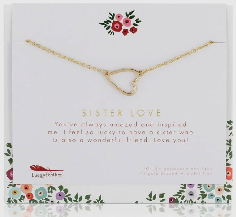 Unique necklaces and pendants with gemstones for a colorful and vibrant statement-Sister Love Heart Necklace