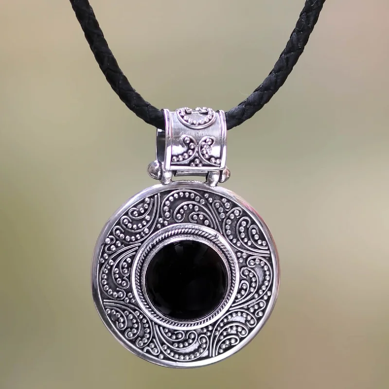 Necklaces and pendants with lock and key designs for a symbolic gesture-Midnight Beauty Leather Pendant Necklace