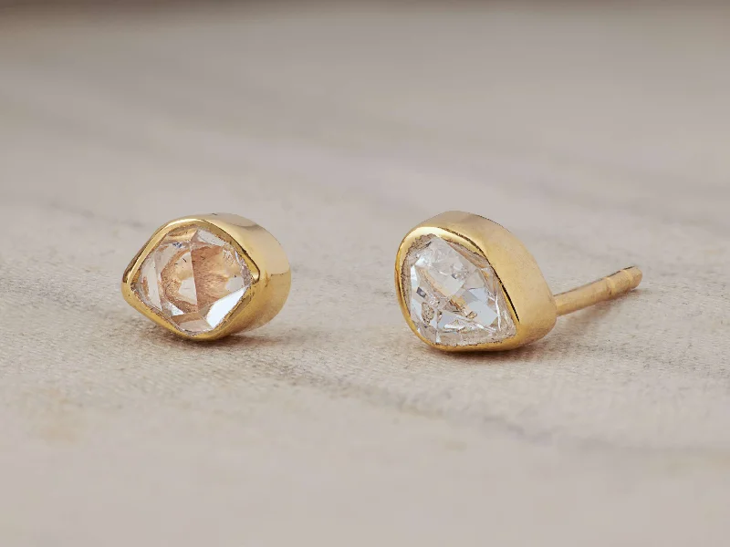 Stud Earrings with Matte Finish -Darian Herk Diamond Bezel Stud Earrings