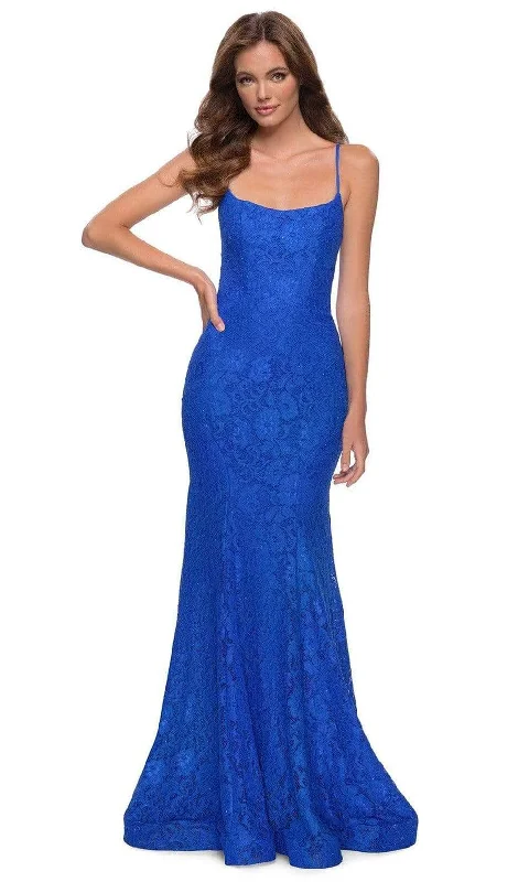 Plus size dresses featuring vibrant colors lift moods -La Femme - 29611 Spaghetti Strap Lace Modest Prom Gown