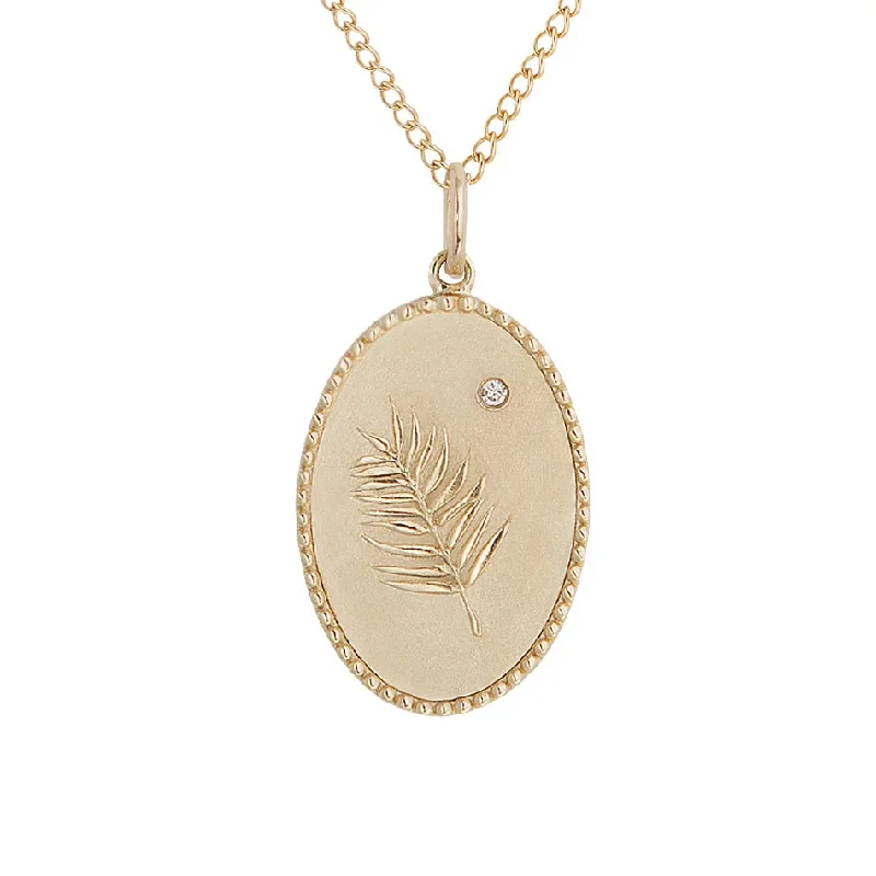 Best necklaces and pendants with vintage coin pendants for a unique accessory-10K Gold Medium "Palm Leaf" Necklace with Diamond Detail