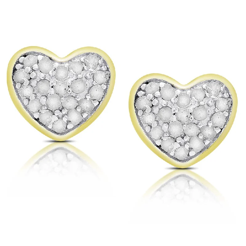 Oval Stud Earrings for Grace -Finesque Sterling Silver 1/4 Ct TDW Diamond Heart Stud Earrings