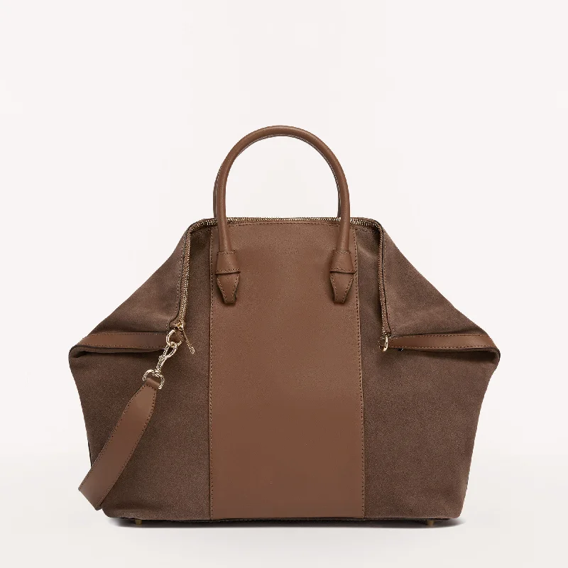 Handle bags with neutral leather for elegance -Handle bags with plush materials for a soft feel -Furla Miastella Tote L