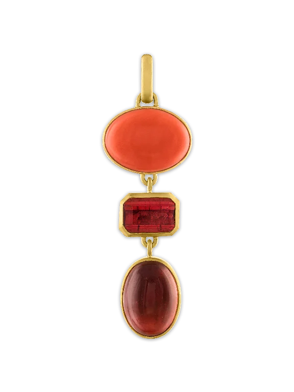 Stunning necklaces and pendants with aquamarine stones for a serene effect-Antique Coral and Pink Tourmaline Pillar Pendant