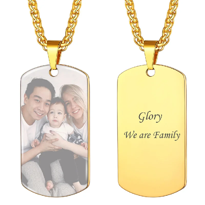 Best necklaces and pendants with minimalist pendants for a sleek, understated look-Personalized Dog Tag Pendant Text Photo Engraved Necklace