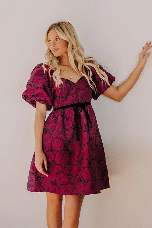 Plus size dresses featuring geometric prints are trendy -Posh Mindset Floral Jacquard Mini Dress