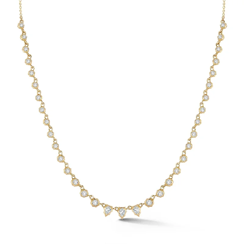 Personalized necklaces and pendants with coordinates for a meaningful location-based gift-18K Gold Small "Envoy Riviera" Tennis-Style Diamond Necklace