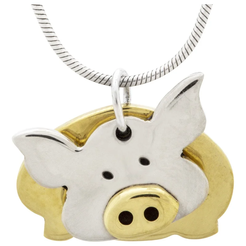 Best necklaces and pendants with statement designs for a fashionable accessory-Dancing Pig Mixed Metals Necklace