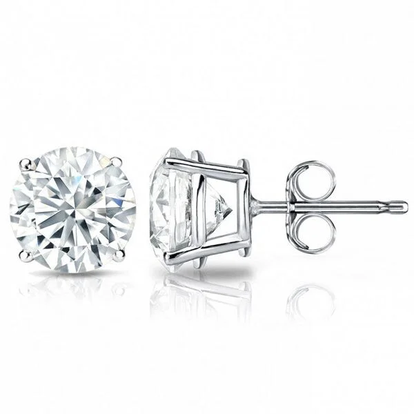 Screw Back Stud Earrings for Security -Suzy Levian 14K White Gold Classic Four-prong Diamond Stud Earrings - 0.75 ct