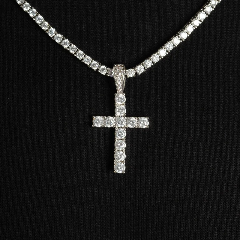 Necklaces and pendants with feather designs for a boho-chic, carefree vibe-Diamond Cross Pendant