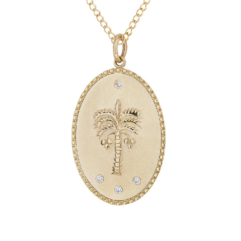 Necklaces and pendants with star-shaped designs for a whimsical, celestial touch-10K Gold Large "Date Palm" Necklace with Diamond Detail