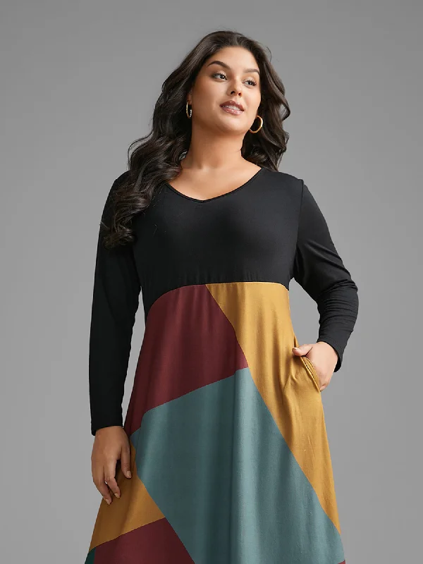 Plus size dresses for every mood adapt well -Supersoft Essentials Colorblock Contrast Midi Dress