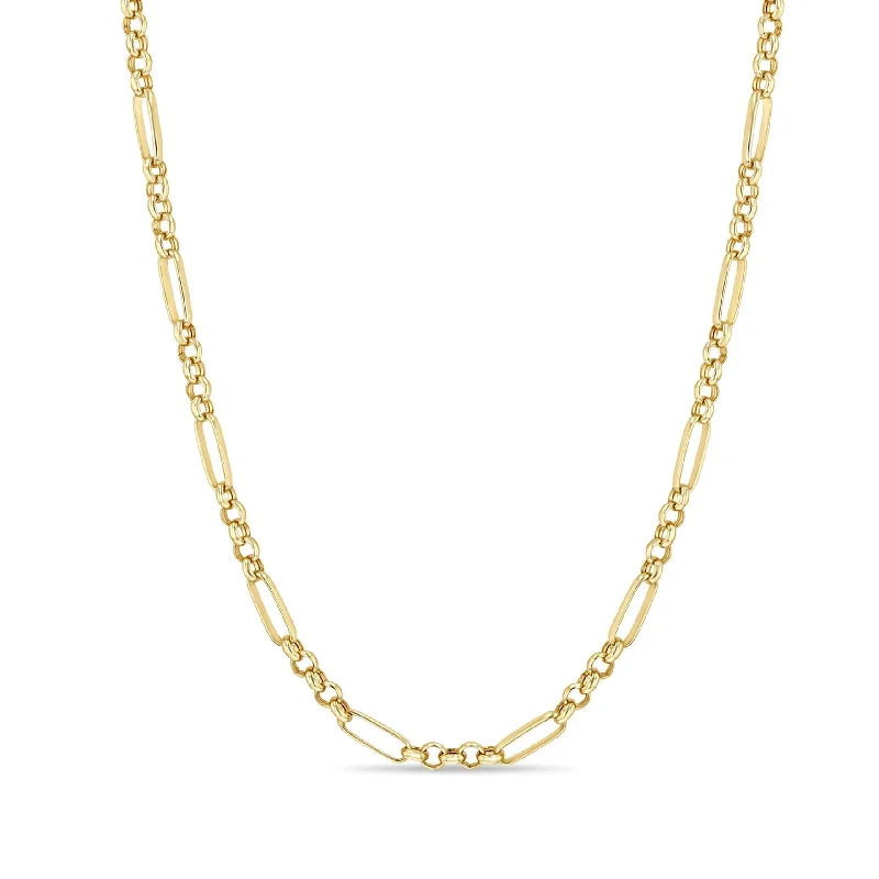 Simple necklaces and pendants with tiny charms for a delicate and casual vibe-14 Karat Yellow Gold Medium Mixed Paperclip Rolo Chain Necklace