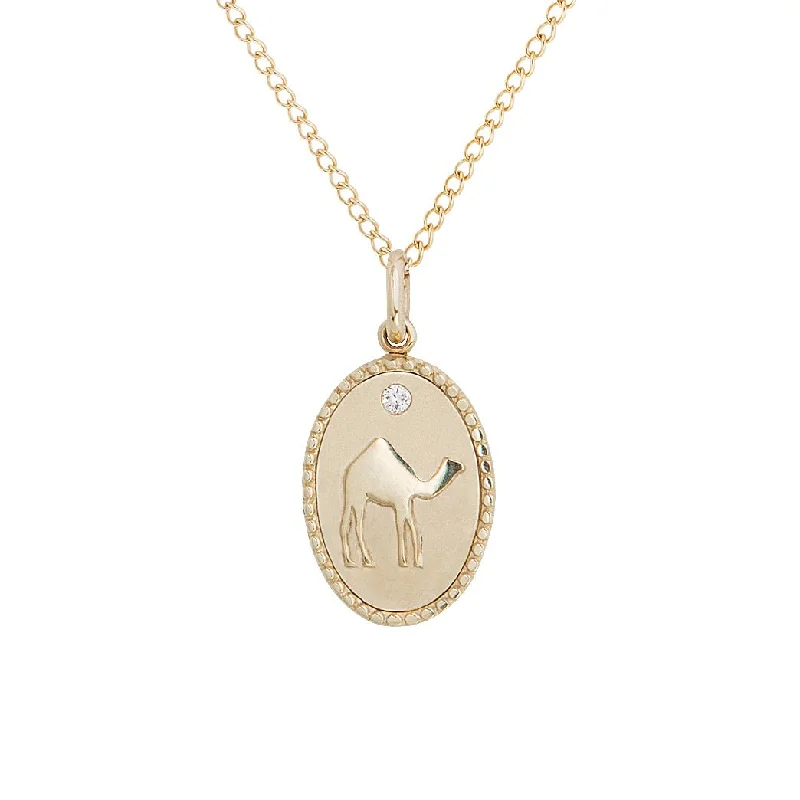 Best necklaces and pendants with glowing moonstone for an ethereal glow-10K Gold Small "Camel" Pendant with Diamond Detail