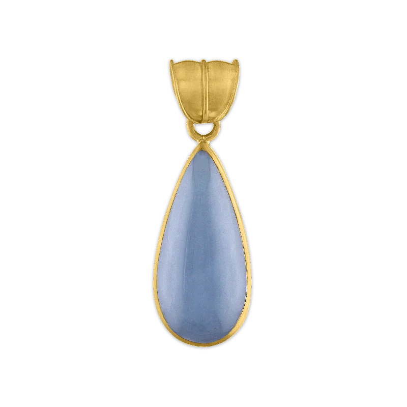 Unique necklaces and pendants with tree of life motifs for nature-inspired elegance-Elongated Chalcedony Tear Pendant