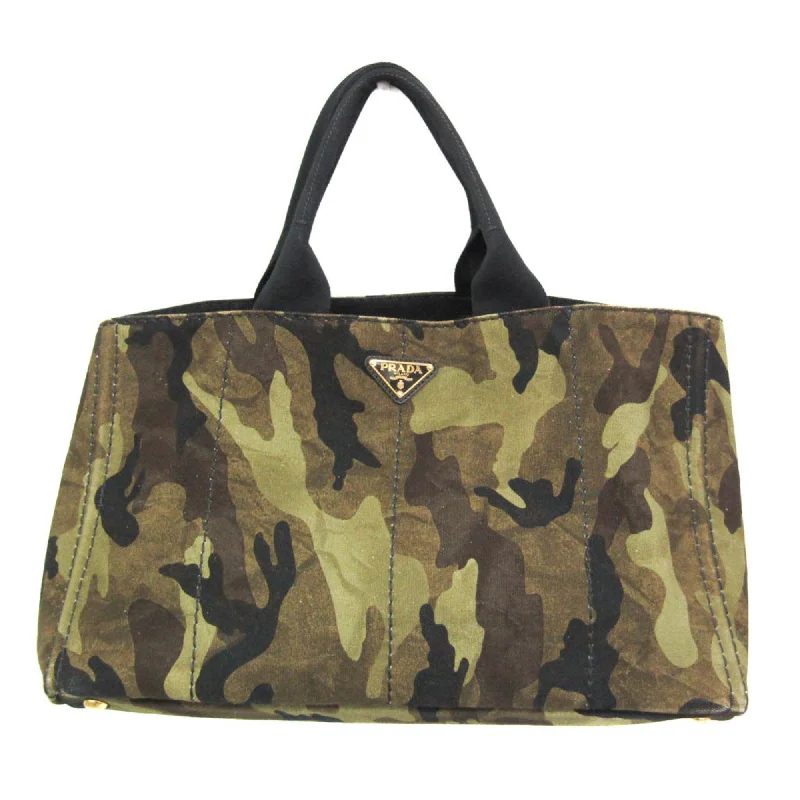 Handle bags with camouflage patterns for edge -Small handle bags for minimalist style -Prada Canapa  Canvas Handbag Tote Bag (Pre-Owned)