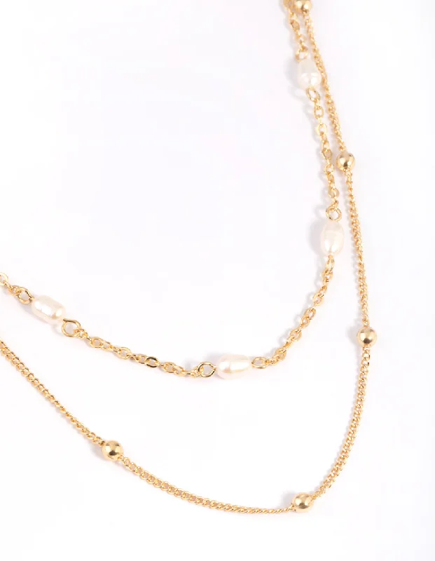 Necklaces and pendants with star-shaped designs for a whimsical, celestial touch-Lovisa Premium Gold Plated Freshwater Pearl Layered Necklace