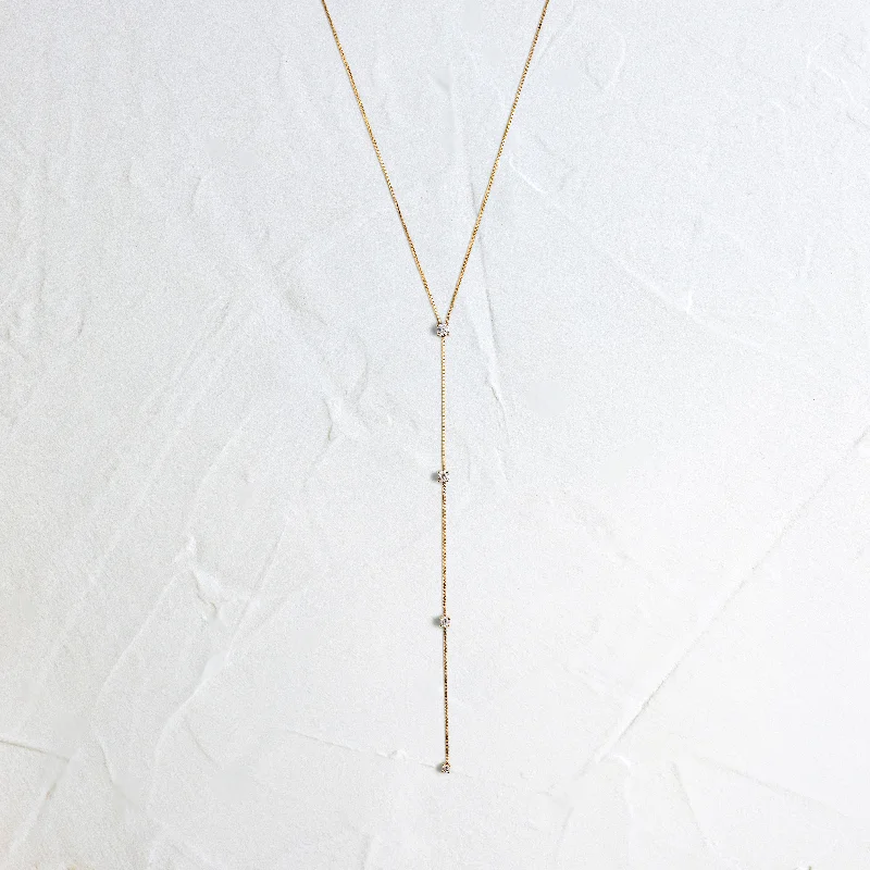 Necklaces and pendants with geometric pendants for a clean, contemporary design-Diamond Callae Lariat Necklace - In Stock