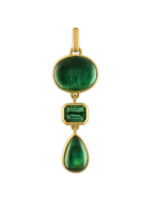 Elegant necklaces and pendants with infinity symbols for timeless designs-Green Tourmaline Pillar Pendant