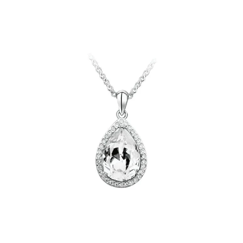 Necklaces and pendants with love knot designs for a romantic, meaningful symbol-Large Crystal Teardrop Pendant Necklace