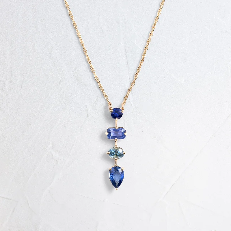 Stunning necklaces and pendants with aquamarine stones for a serene effect-Rainwater 4-Stone Necklace