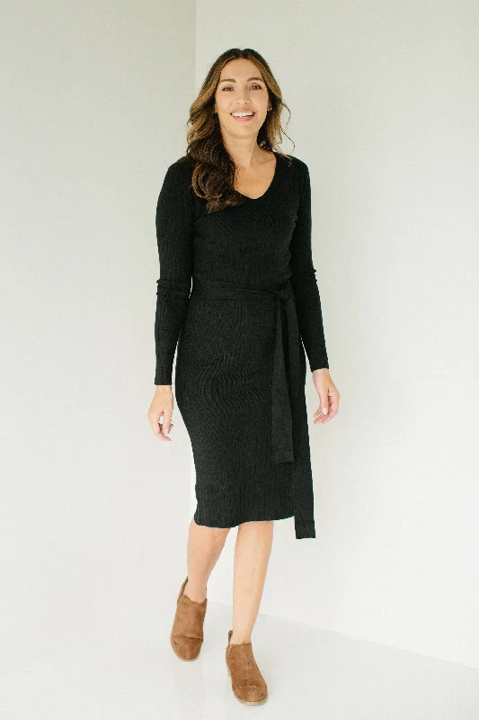 Plus size dresses with strong stitching last years -'O'Hara' Wide Ribbed Sweater Dress in Black FINAL SALE