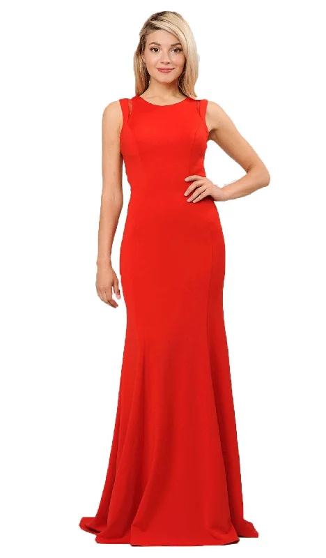 Plus size dresses for travel pack light always -Poly USA - 8232 Sexy Cutout Back Mermaid Jersey Evening Gown