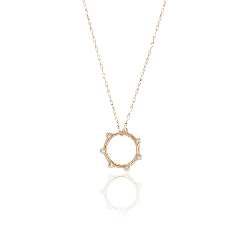 Unique necklaces and pendants with engraved messages for a sentimental gift-Gold Orbit Charm Necklace