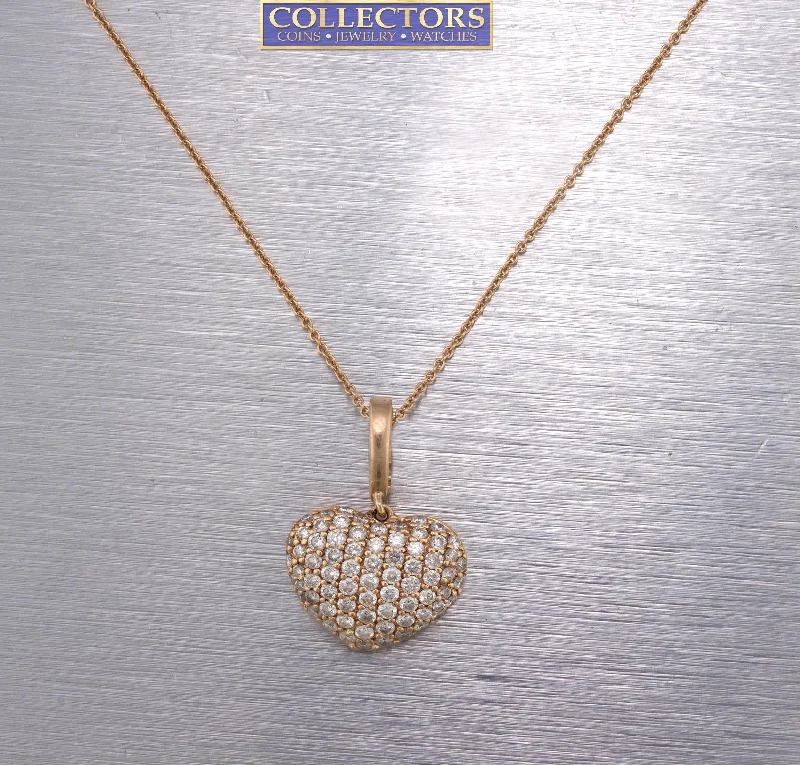 Necklaces and pendants with feather designs for a boho-chic, carefree vibe-Ladies Sonia B. 14K 585 Rose Gold 1.44ctw Diamond Heart 18.00" Pendant Necklace