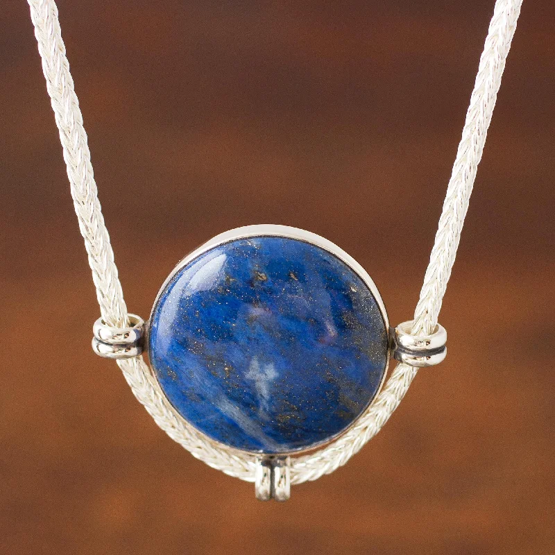 Best necklaces and pendants with art deco elements for a vintage, glamorous design-Essence of Time Peruvian Sterling Silver Pendant Necklace with Lapis Lazuli