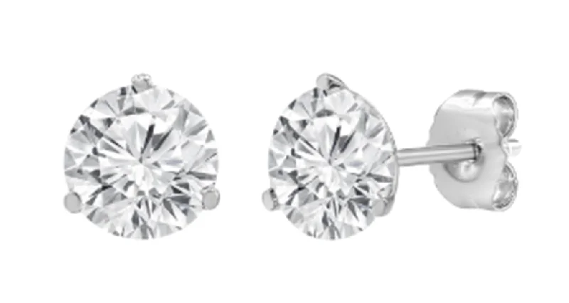 Stud Earrings for Christmas Party -14K White Gold 0.75ctw Round Lab Diamond Solitaire Stud Earrings