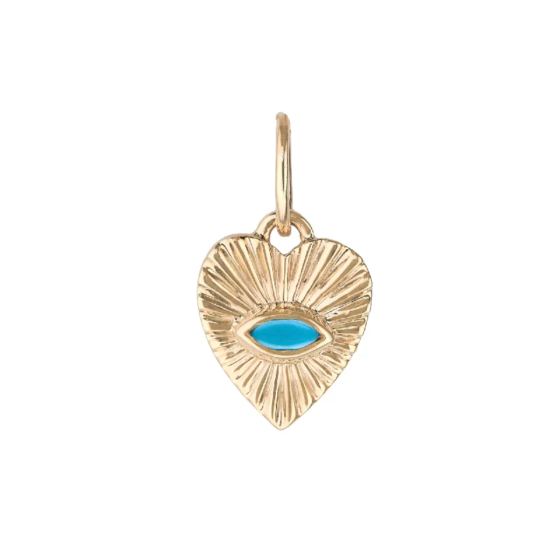 Necklaces and pendants with custom designs for a completely unique jewelry piece-10K Gold Mini Textured Heart Pendant with Turquoise