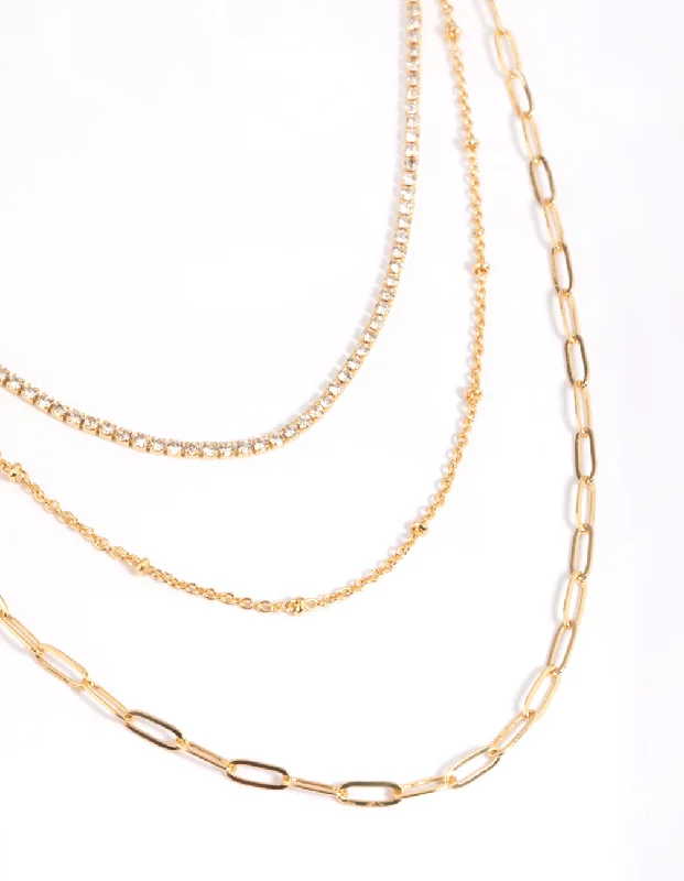 Stunning necklaces and pendants with turquoise and gold for a vibrant, earthy look-Lovisa - Gold Plated Trendy Minimalist Chain Necklace