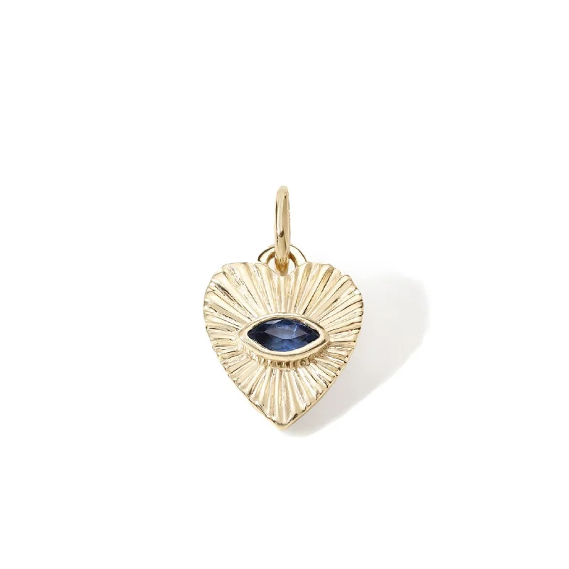 Best necklaces and pendants with butterfly wings for a delicate, graceful style-10k Gold Mini Textured Heart Pendant with Blue Sapphire