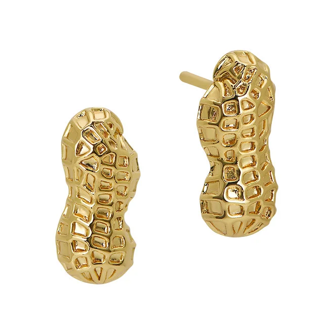 Stud Earrings with Vine Designs -Goldbug Large Peanut Stud Earrings