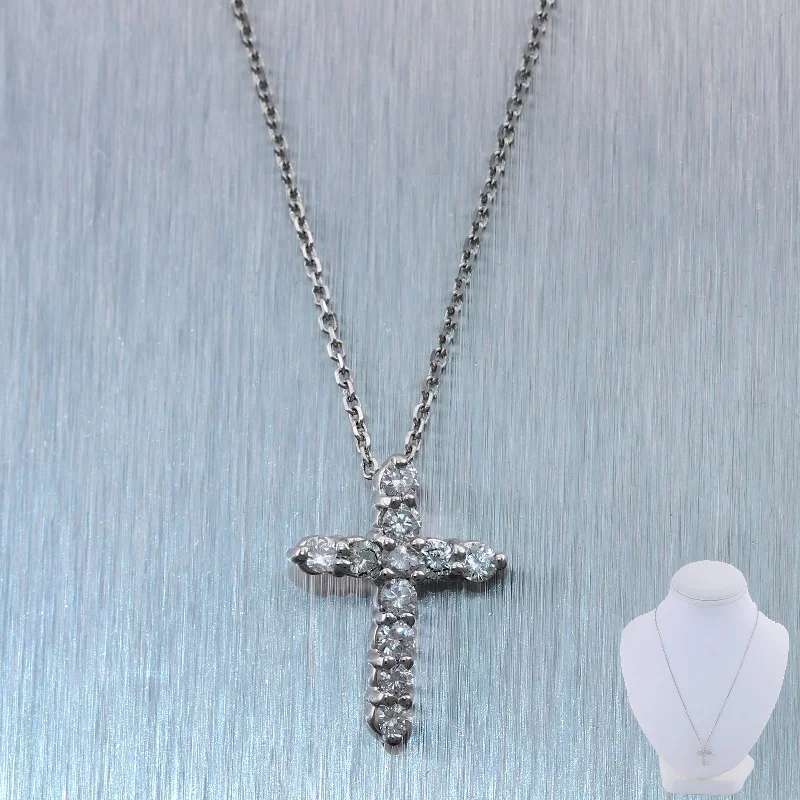 Best necklaces and pendants with sterling silver for an affordable yet stylish choice-Modern 14k White Gold 0.50ctw Diamond Cross 19" Necklace