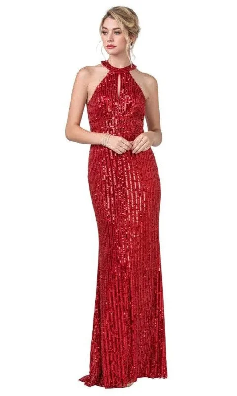 Plus size dresses with high necklines look refined -Aspeed Design - L2391 Halter Sheath Sleeveless Dress