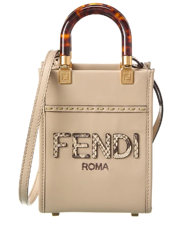 Handle bags with minimalist sleek silhouettes -Handle bags with vibrant prints for bold fashion -FENDI Sunshine Mini Leather Tote