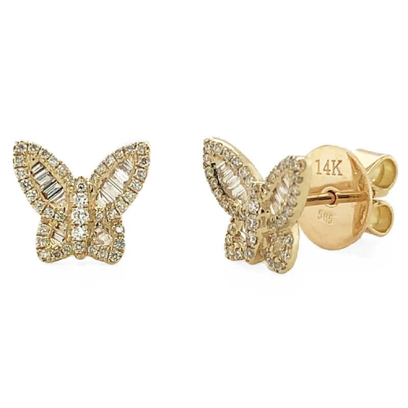 Stud Earrings with Infinity Symbols -Joelle Collection Diamond Butterfly Stud Earrings 14K Gold - s Diamond Earrings