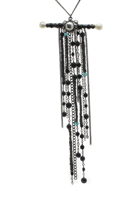 Best necklaces and pendants with black diamonds for an edgy, bold statement-Multi-Chain Bar Necklace