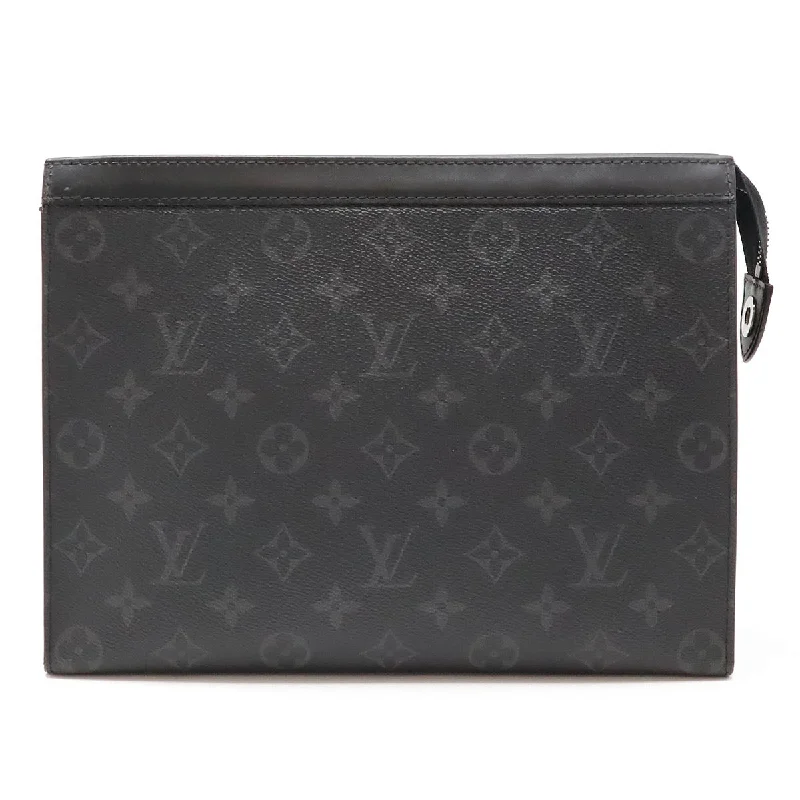 Handle bags with playful patterns for fun -Handle bags for travel with expandable compartments -Louis Vuitton Monogram Eclipse Pochette Voyage MM Clutch M61692